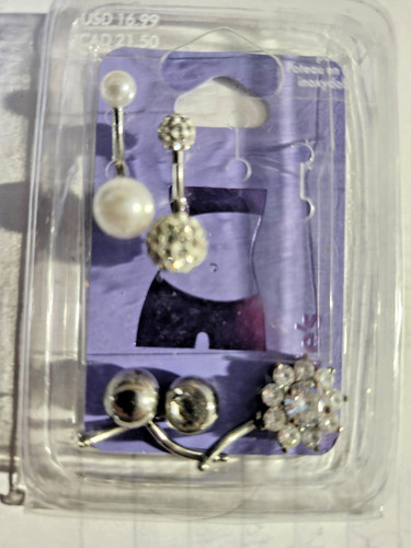 Set anello ombelico 14g perla - 14g,