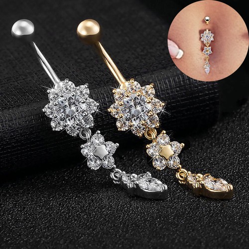 Anello bottone pancia fiore - pancia,
